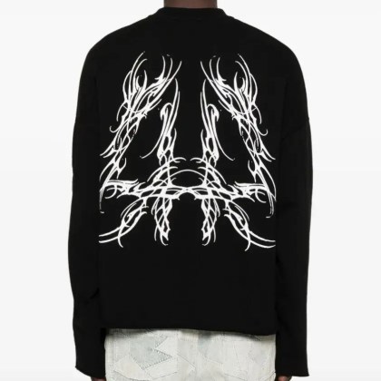 44 Label Group - Relaxed-Fit Sweatshirt With Embroidered Logo And G - Größe L - schwarz – Bild 3