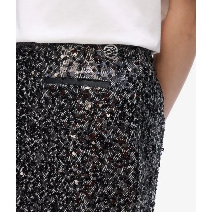 Karl Lagerfeld - Tweed-Rock mit Pailletten - Größe 44 - silberfarben – Bild 3