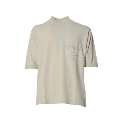 Maison Margiela - Sand Cotton T-Shirt With Graffiti Logo - Größe S - beige Maison Margiela - Sand Cotton T-Shirt With Graffiti Logo - Größe S - beige