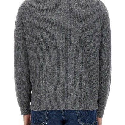 Maison Kitsune - Ribbed Cardigan - Größe XXL - grau – Bild 3