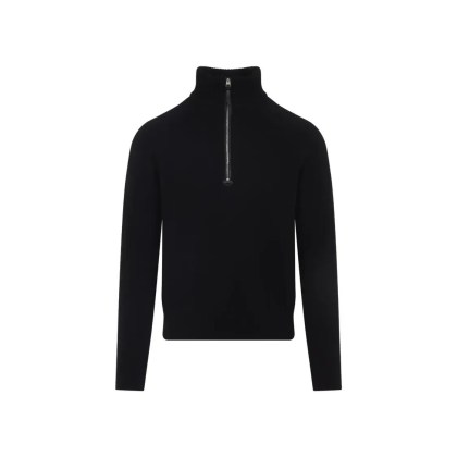 Tom Ford - High Collar Black Wool-Cashmere Blend Sweater - Größe 52 - schwarz Tom Ford - High Collar Black Wool-Cashmere Blend Sweater - Größe 52 - schwarz