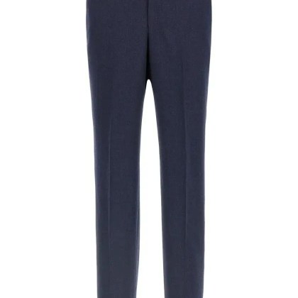 Pt Torino - Straight Leg Wool Pants With Turn-Up Hem And Funct - Größe 50 - blau Pt Torino - Straight Leg Wool Pants With Turn-Up Hem And Funct - Größe 50 - blau