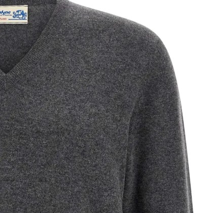 Ballantyne - V-Neck Cashmere Sweater With Cuffed Sleeves - Größe 50 - grau – Bild 3