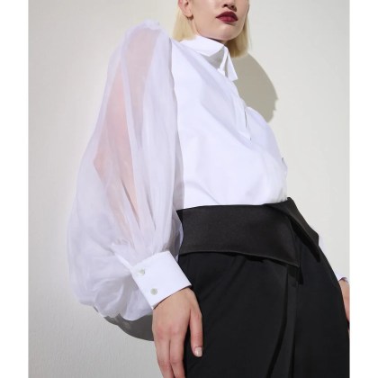 Karl Lagerfeld - KARL STUDIO HEMD MIT ÄRMELN AUS SEIDE - Größe 38 - weiß – Bild 3