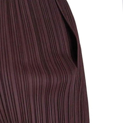 ISSEY MIYAKE PLEATS PLEASE - Pleated Brown Trousers With Cropped Cut - Größe II - braun – Bild 2