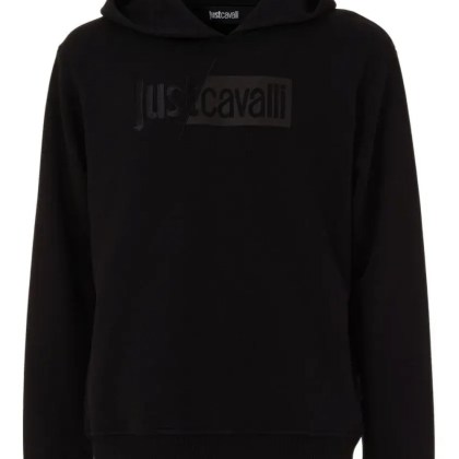 Just Cavalli - Hooded Sweatshirt With Tonal Logo Embroidery - Größe L - schwarz Just Cavalli - Hooded Sweatshirt With Tonal Logo Embroidery - Größe L - schwarz
