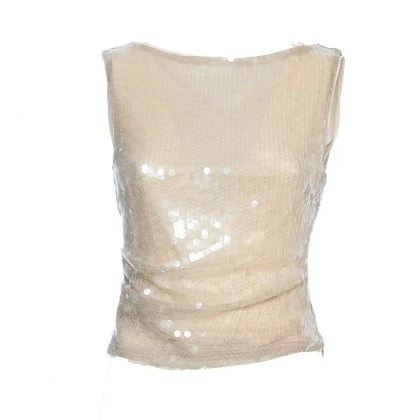 Staud - Sleeveless Draped Top With Boat Neckline - Größe M - beige Staud - Sleeveless Draped Top With Boat Neckline - Größe M - beige