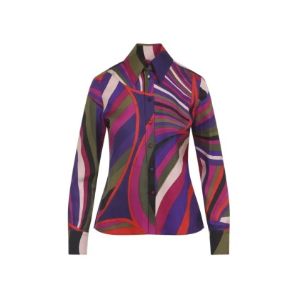 Pucci - Fitted Long-Sleeve Silk Shirt With Abstract Swirl - Größe 42 - bunt Pucci - Fitted Long-Sleeve Silk Shirt With Abstract Swirl - Größe 42 - bunt