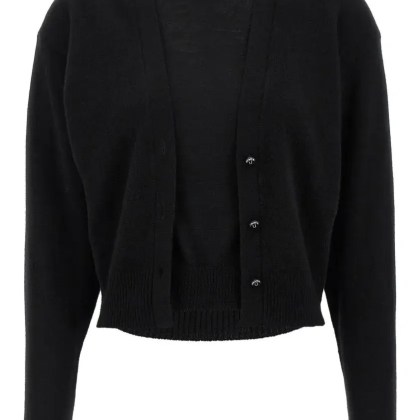 Paco Rabanne - Trompe L%27oeil Cardigan Sweater - Größe XS - schwarz Paco Rabanne - Trompe L%27oeil Cardigan Sweater - Größe XS - schwarz