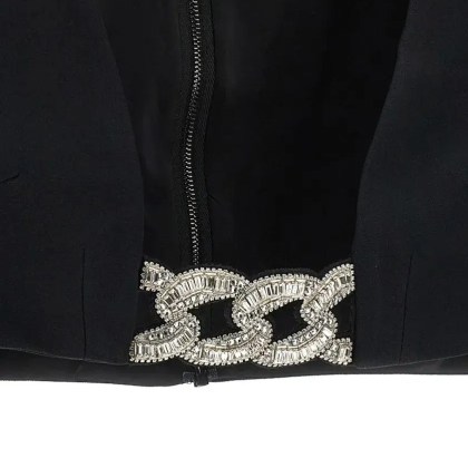 David Koma - 3D Crystsal Chain And Square Neck' Top - Größe 12 - schwarz – Bild 2