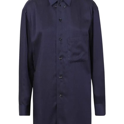 Yohji Yamamoto - Black Button-Down Shirt With Classic Collar - Größe 1 - blau Yohji Yamamoto - Black Button-Down Shirt With Classic Collar - Größe 1 - blau