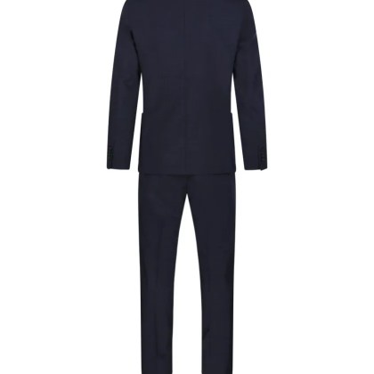 SANTANIELLO - Tailored Black Suit With Notch Lapels And Straight - Größe 54 - blau – Bild 4