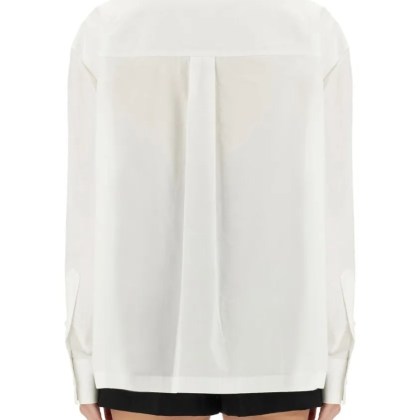 T by Alexander Wang - Cotton Shirt With Classic Collar And Minimalist Lo - Größe L - weiß