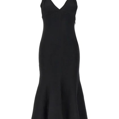 ROLAND MOURET - Stretch Knit Midi Dress - Größe 12 - schwarz – Bild 3