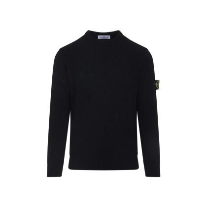 Stone Island - Classic Fit Black Virgin Wool Knit Sweater - Größe S - blau Stone Island - Classic Fit Black Virgin Wool Knit Sweater - Größe S - blau