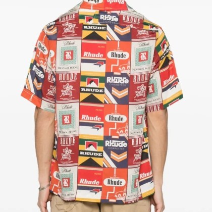 Rhude - Red/Multicolour Silk All-Over Cigarette Print Shir - Größe L - bunt – Bild 2