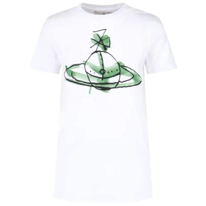 Vivienne Westwood - Drawn Orb Logo Tee In White Cotton - Größe XS - weiß Vivienne Westwood - Drawn Orb Logo Tee In White Cotton - Größe XS - weiß