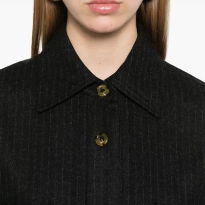 Le Sully Studio - Charcoal Grey Pinstriped Wool Blend Shirt - Größe 42 - grau – Bild 3