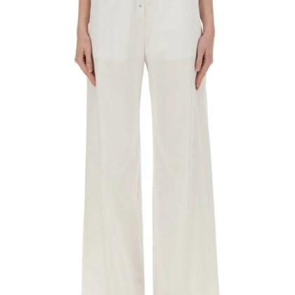 Moschino - High-Waisted Drawstring Wide Leg Pants - Größe 42 - weiß Moschino - High-Waisted Drawstring Wide Leg Pants - Größe 42 - weiß