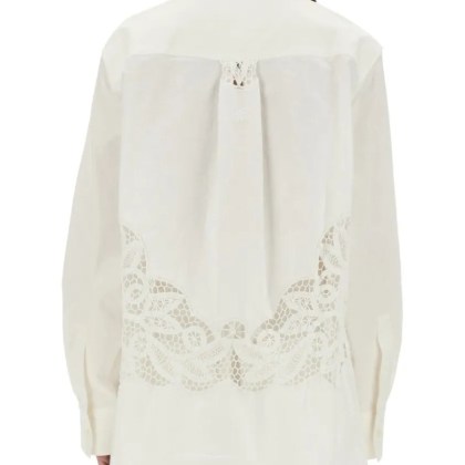 Marine Serre - Upcycled Linen Shirt - Größe M - white – Bild 3