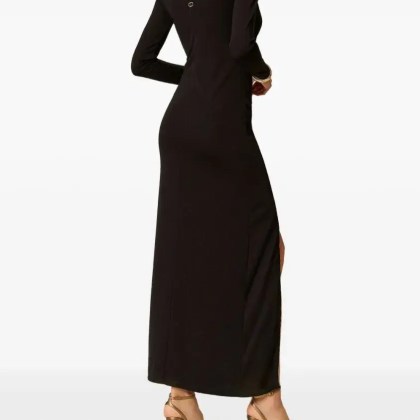 Twin-Set - Long Black Dress With Fitted Silhouette - Größe 42 - schwarz – Bild 3