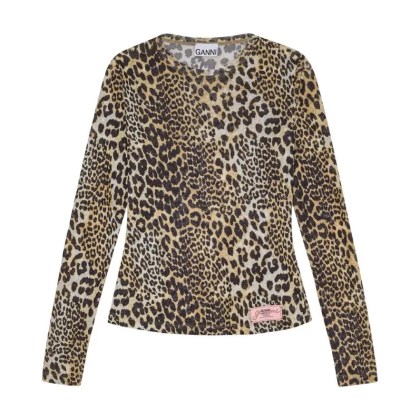 GANNI - Leopard Print Long-Sleeve Top With Textured Finish - Größe 38 - bunt GANNI - Leopard Print Long-Sleeve Top With Textured Finish - Größe 38 - bunt