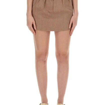 Alysi - Classic Check Mini Skirt With Tailored Pleats - Größe 40 - braun Alysi - Classic Check Mini Skirt With Tailored Pleats - Größe 40 - braun