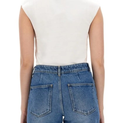 Paco Rabanne - Fitted Cotton T-Shirt With Structured Sleeves - Größe S - blau – Bild 3