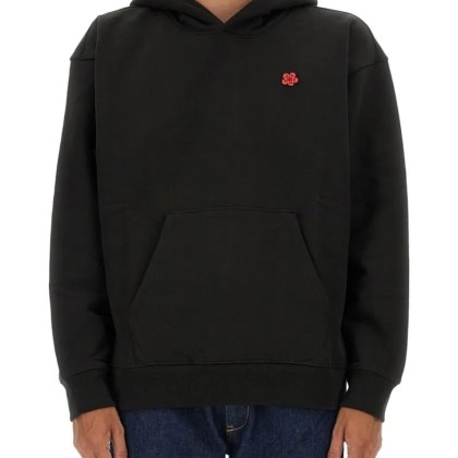 Kenzo - Embroidered Black Hoodie With Floral Motif - Größe L - schwarz Kenzo - Embroidered Black Hoodie With Floral Motif - Größe L - schwarz