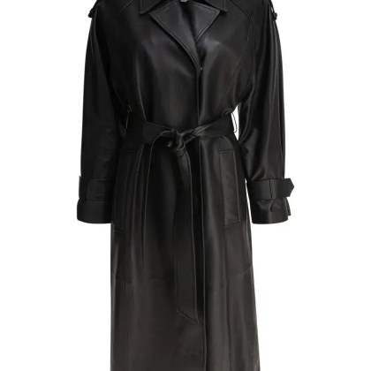Ivy & Oak - Belted Black Lamb Leather Coat - Größe 38 - schwarz Ivy & Oak - Belted Black Lamb Leather Coat - Größe 38 - schwarz