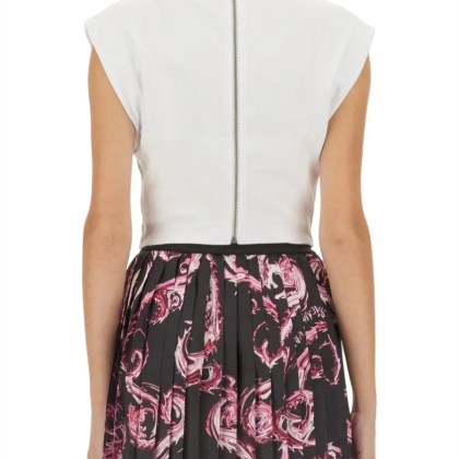 Versace Jeans Couture - White Top With Logo And Cap Sleeves - Größe L - weiß – Bild 3