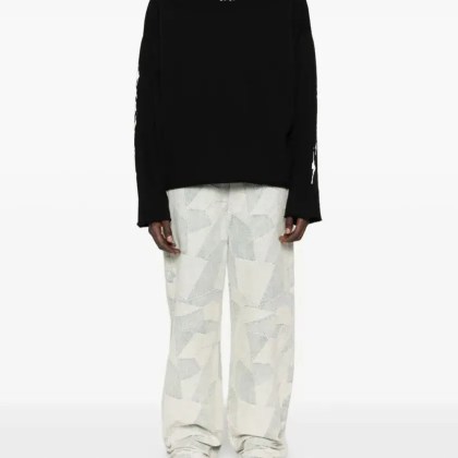 44 Label Group - Relaxed-Fit Sweatshirt With Embroidered Logo And G - Größe L - schwarz – Bild 4