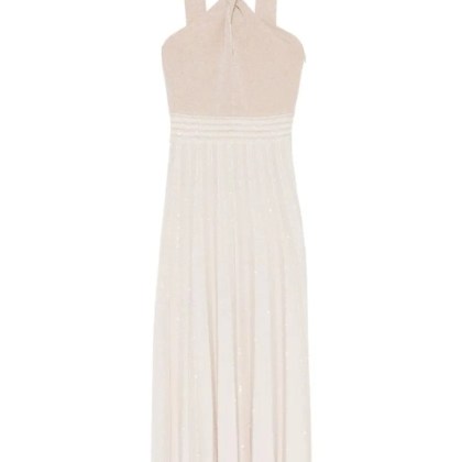 D. Exterior - Plissé Detail Dress With Twist Neckline - Größe L - beige D. Exterior - Plissé Detail Dress With Twist Neckline - Größe L - beige