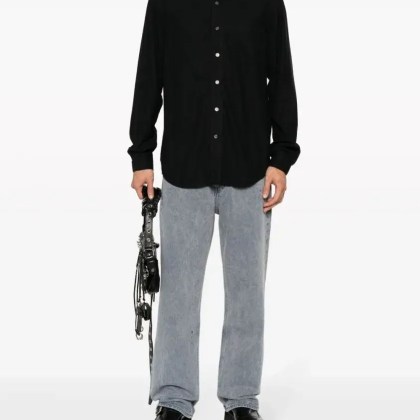 Our Legacy - Black Silk Classic Collar Shirt - Größe 48 - schwarz