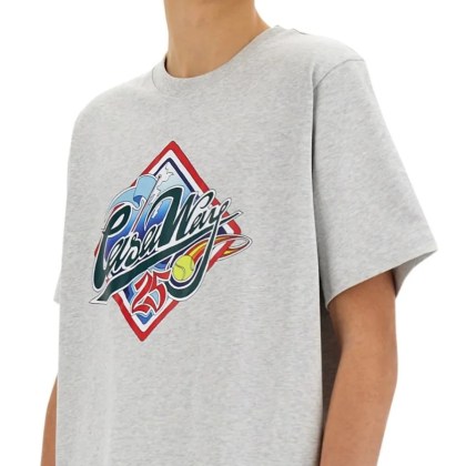 Casablanca - Graphic Print Organic Cotton T-Shirt - Größe L - grau