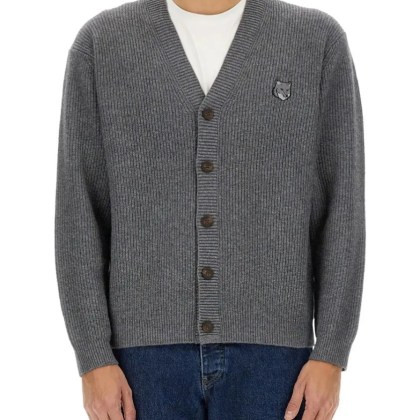 Maison Kitsune - Ribbed Cardigan - Größe XXL - grau Maison Kitsune - Ribbed Cardigan - Größe XXL - grau