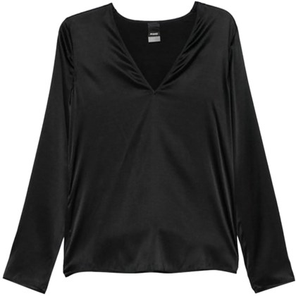Pinko - Silk Blend Shirt With V-Neckline - Größe 46 - schwarz Pinko - Silk Blend Shirt With V-Neckline - Größe 46 - schwarz