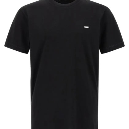 Dsquared2 - Cotton Jersey T-Shirt With Engraved Logo Plate - Größe XXL - schwarz Dsquared2 - Cotton Jersey T-Shirt With Engraved Logo Plate - Größe XXL - schwarz