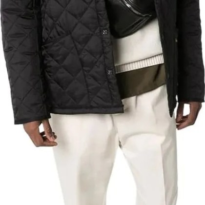 Barbour - Quilted Black Down Jacket With Corduroy Collar - Größe XL - bunt – Bild 2
