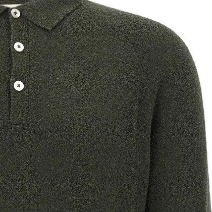 MA'RY'YA - Bouclé Cotton Polo Shirt - Größe L - grün – Bild 3