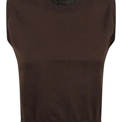 Charlott - Fitted Round Neck Top With Ribbed Hem - Größe M - braun Charlott - Fitted Round Neck Top With Ribbed Hem - Größe M - braun