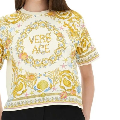 Versace - "Underwater Baroque" T-Shirt - Größe 44 - weiß – Bild 2