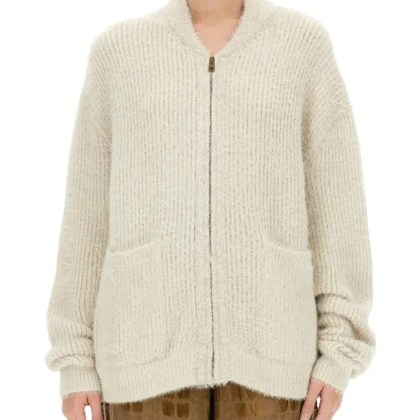 Uma Wang - Ribbed Knit Cardigan With Plush Texture And Zipper - Größe XS - weiß Uma Wang - Ribbed Knit Cardigan With Plush Texture And Zipper - Größe XS - weiß