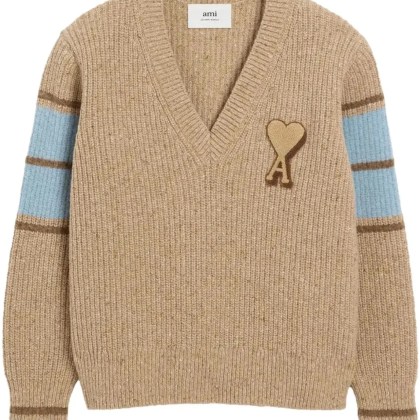 AMI Paris - pull col v ami de coeur - Größe L - braun AMI Paris - pull col v ami de coeur - Größe L - braun