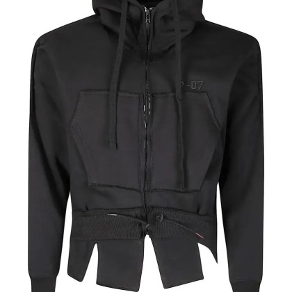 PROTOtypes - Layered Black Hoodie With Drawstring Details - Größe S - schwarz PROTOtypes - Layered Black Hoodie With Drawstring Details - Größe S - schwarz