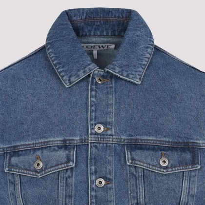 Loewe - Calfskin-Blend Denim Jacket With Embroidered Detai - Größe 48 - blau – Bild 2