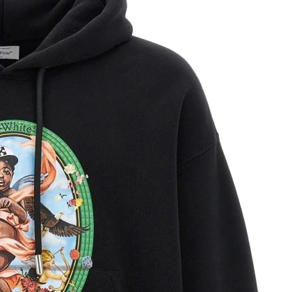 Off-White - 'Fresco Oval' Hoodie - Größe L - schwarz – Bild 3