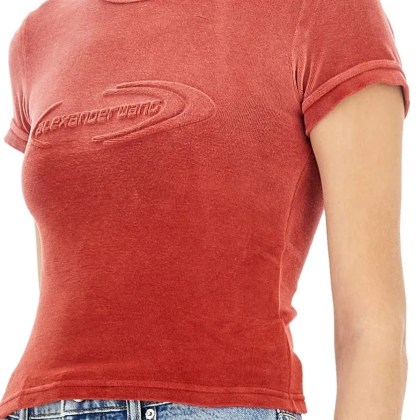 T by Alexander Wang - Slim-Fit T-Shirt With Embossed Logo - Größe XS - rot – Bild 2