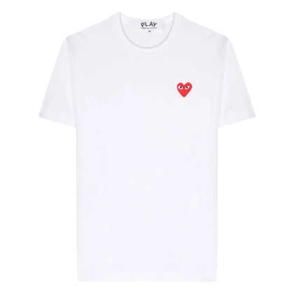 Comme des Garcons Play - T-Shirt mit Herz-Patch - Größe L - white Comme des Garcons Play - T-Shirt mit Herz-Patch - Größe L - white