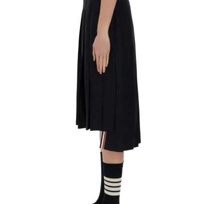 Thom Browne - Mid-Calf Pleated Skirt With Side Button Closure - Größe 38 - schwarz – Bild 2